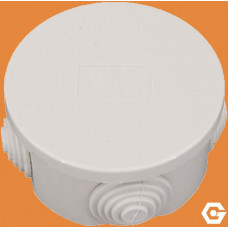 *CLEARANCE*  63mm X 35mm Round Junction box IP44 with 4 knockouts